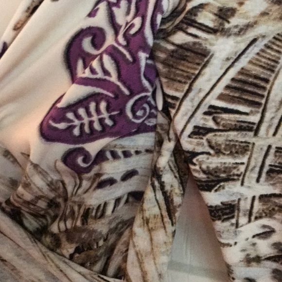 Boston Proper Purple and Beige faux wrap dress - Picture 3 of 5